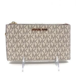Michael Kors Large Double Zip Wallet Wristlet Vanilla/Light Pink